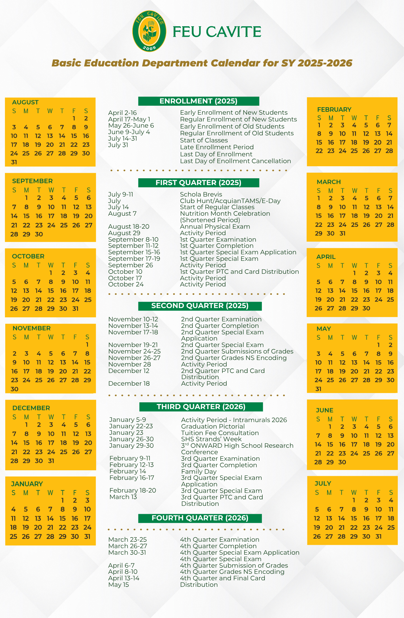 BED Calendar Page 1
