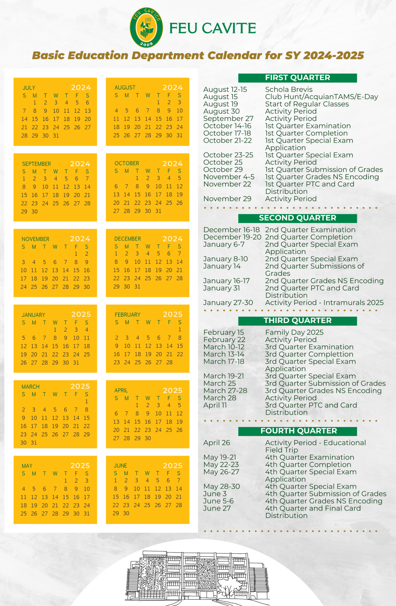 SCHOOL CALENDAR SY 2024-2025 - FEU CAVITE