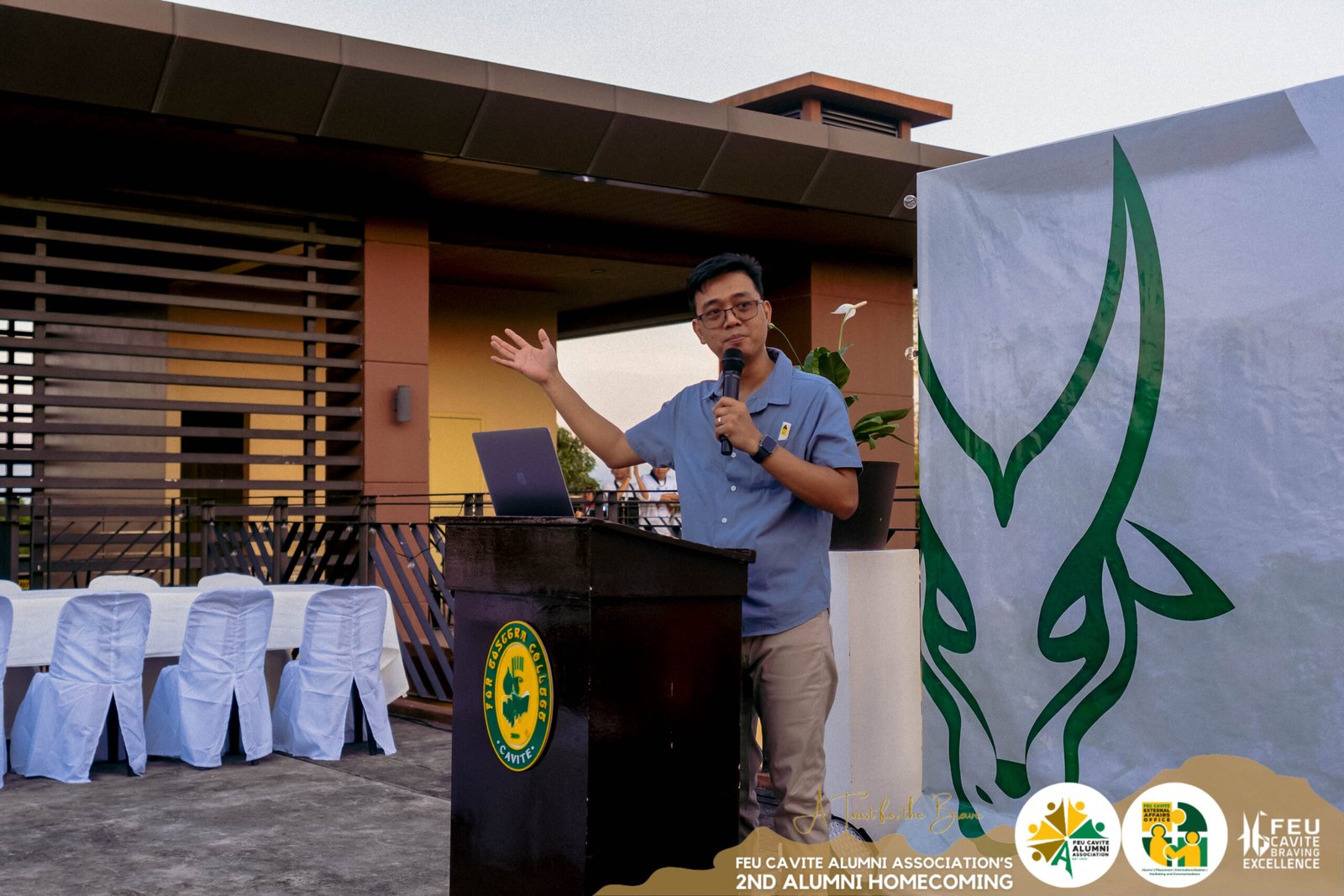 Dr. Matthew Nepomuceno (External Affairs Officer) presents the organizational structure as well as some short historical background regarding the creation of the FEU Cavite Alumni Association Dr. Matthew Nepomuceno (External Affairs Officer) presents the organizational structure as well as some short historical background regarding the creation of the FEU Cavite Alumni Association